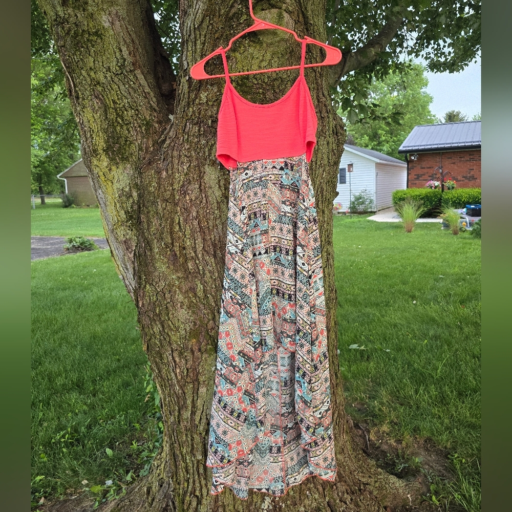 Cutout Flamingo Brand Aztec Print Summer Maxi Dress Size S NWOT‎